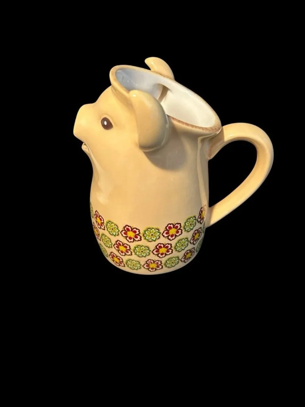 NWT Grasslands Road Miniature Stylized Pig Pitcher/Creamer Flowers Design 8 oz